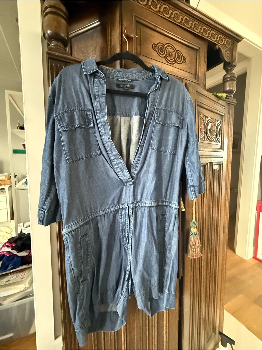 All Saints Blue Denim Romper